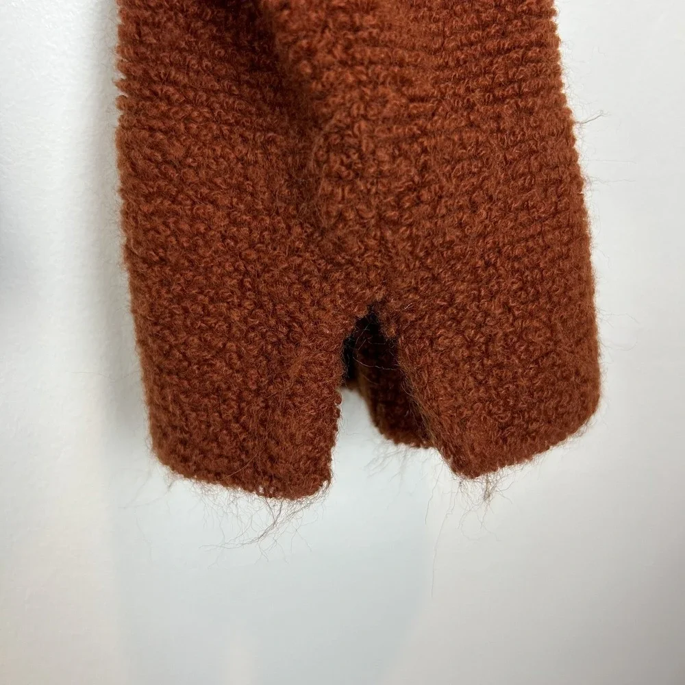 Vtg Sweater Womans L Knit Cardigan Jacket Sally Gee Burnt Orange Union Label